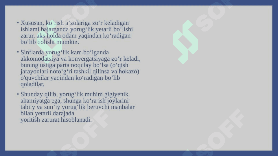 Xonalarning tabiiy va sun`iy yoritilganligini baholash 8