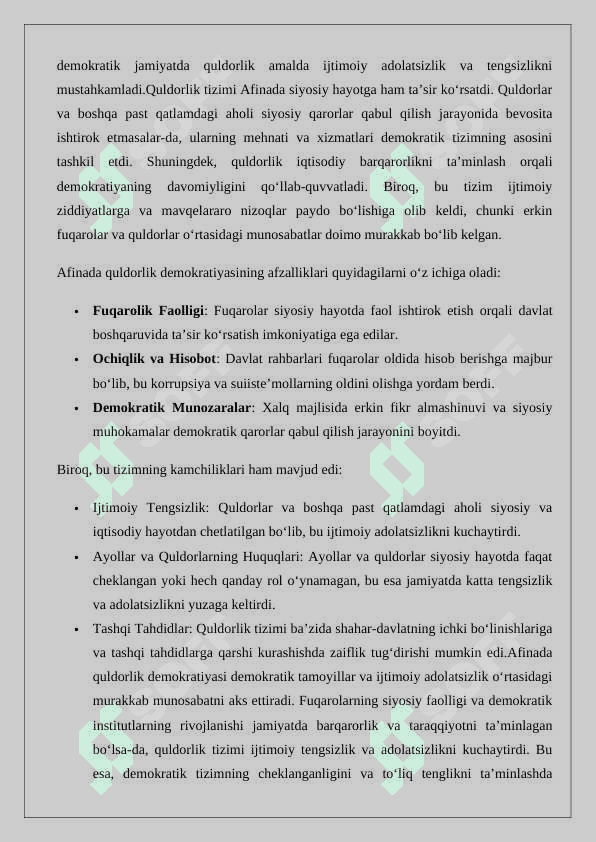 Аfinаdа quldоrlik dеmоkrаtiyasi  mavzusida esse yozish 24 4
