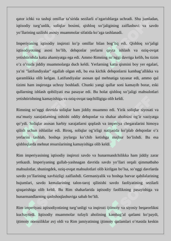 So’nggi impеriya davrida Rim xo’jaligi mavzusida esse  24 2