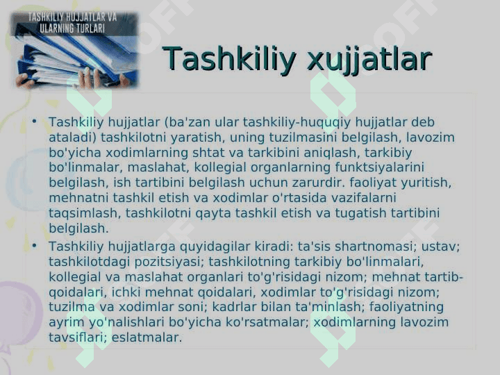 Tashkiliy xujjatlar 2