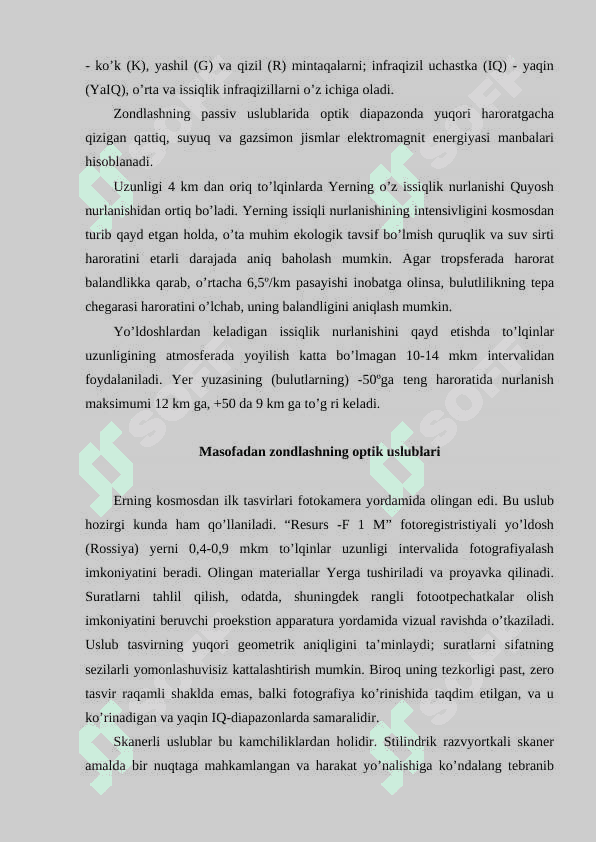 Masofadan zondlash va yo’ldoshli pozitsionirlash tizimlari 7