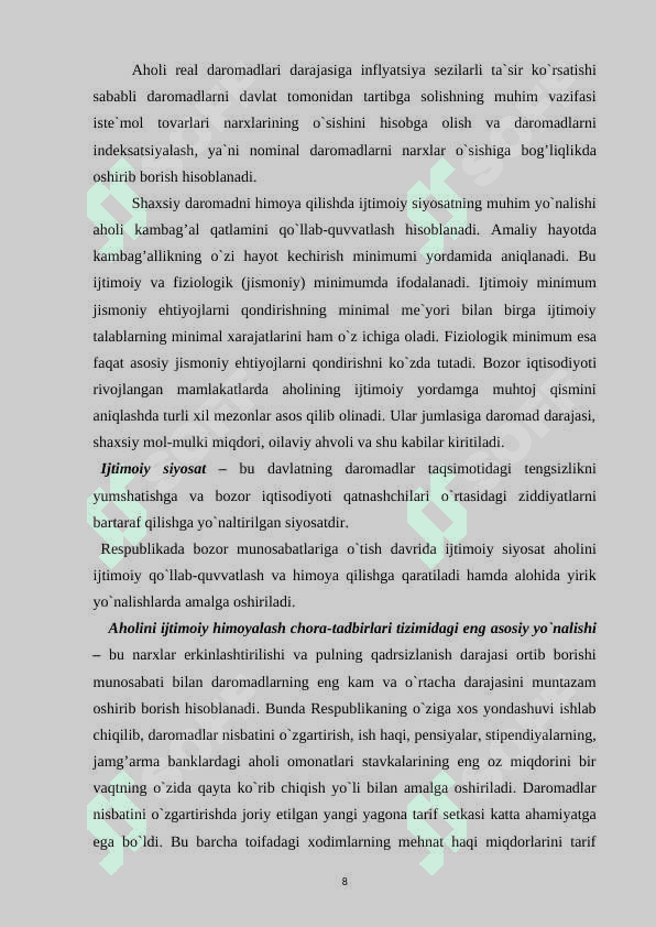 Aholi daromadlari va davlatning ijtimoiy siyosati 8