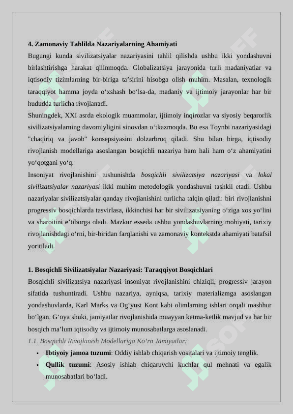 Bosqichli va lokal sivilizatsiyalarning nazariyasi mavzusida Esse 24 3