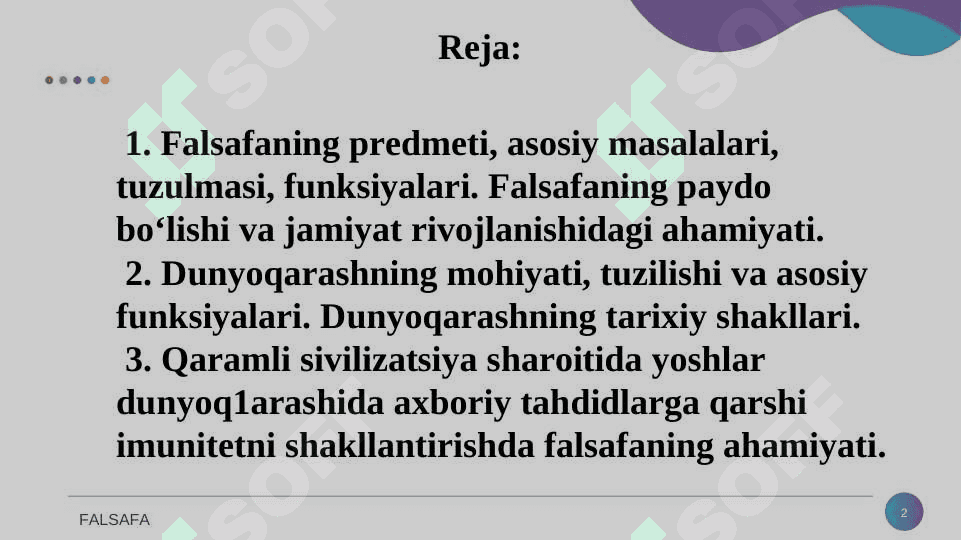 Falsafa fanining predmeti, mazmuni va jamiyatdagi roli 2