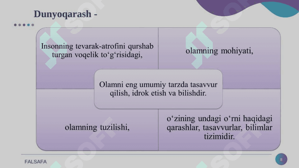 Falsafa fanining predmeti, mazmuni va jamiyatdagi roli 8