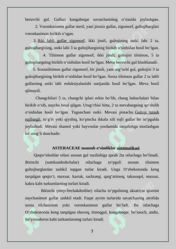 Qoqio’tdoshlar (Asteraceae) oilasi 7
