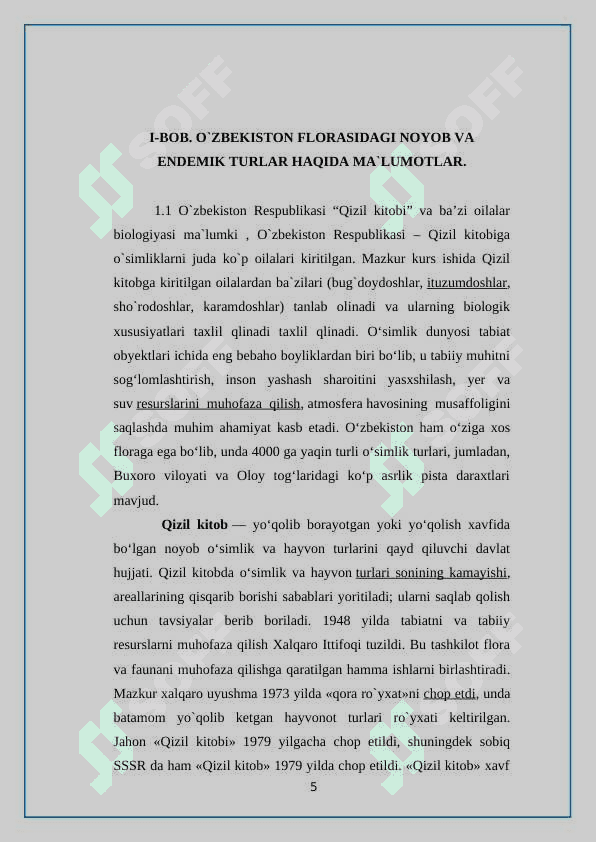 O’zbekiston Respublikasi ,, Qizil kitobi” 5