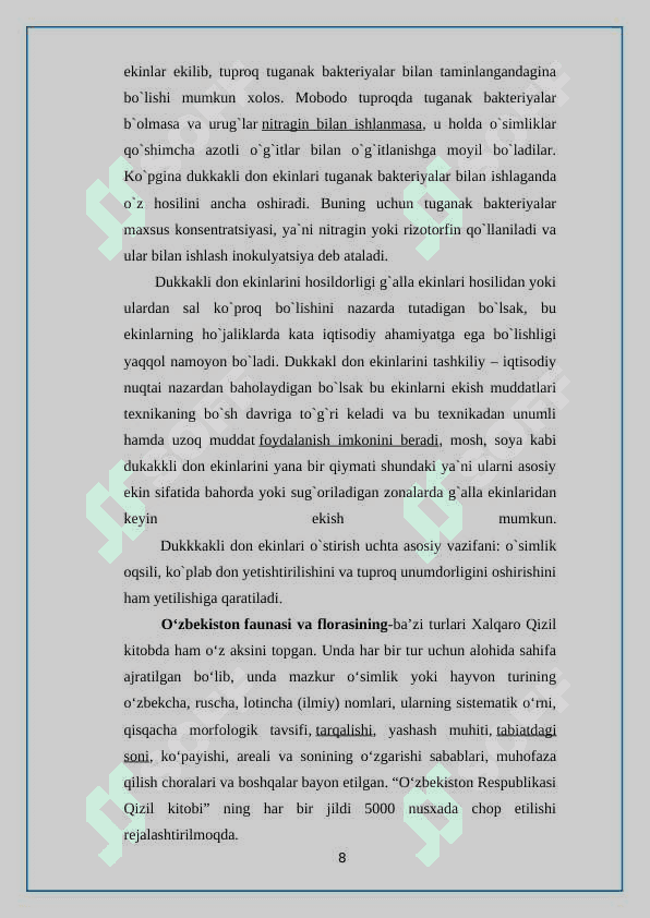O’zbekiston Respublikasi ,, Qizil kitobi” 8