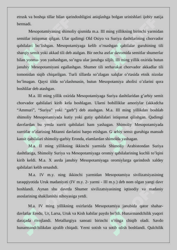 Mesopotamiya  sivilizatsiyasining  o’ziga  xos xususyatlari 3