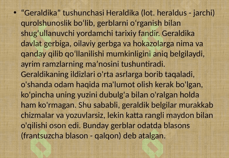 Yevropaning o’rta asr davriga oid emblemalar haqida fotoalbom tuzish 6