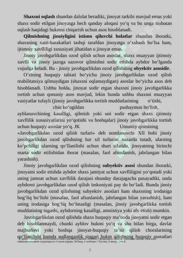 JAVOBGARLIKDAN OZOD QILISH 2