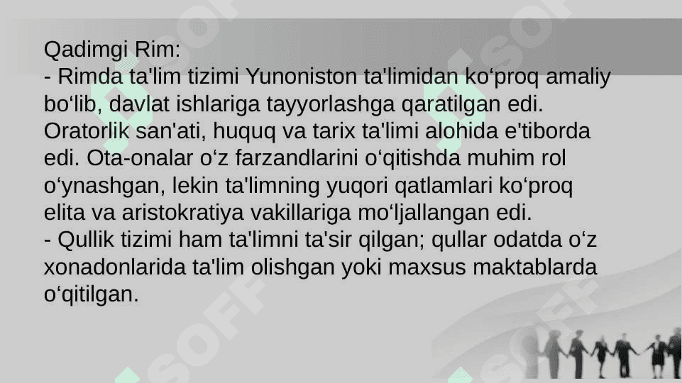 Qadimgi yunoniston va rim davlatlarida tarbiya va maktab 4