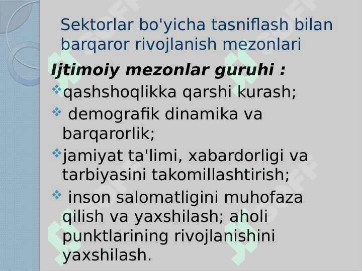 Barqaror rivojlanish mezonlari va ko'rsatkichlari 4