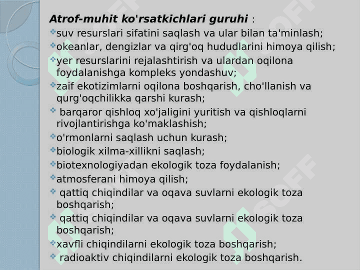 Barqaror rivojlanish mezonlari va ko'rsatkichlari 6