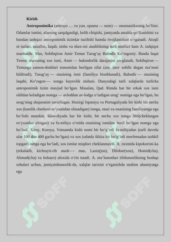 Antroponimika va uning turlari bo‘yicha glossariy tuzish 2