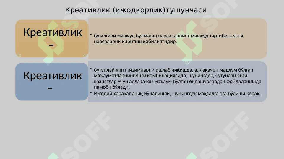 “Креатив фикрлаш”  фанига кириш 5