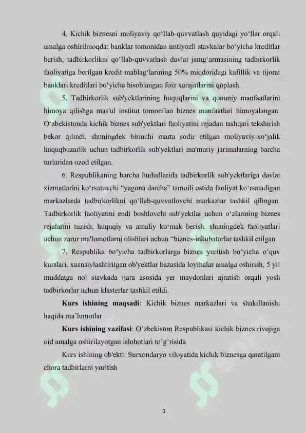 Kichik biznes va xususiy tadbirkorlik 3