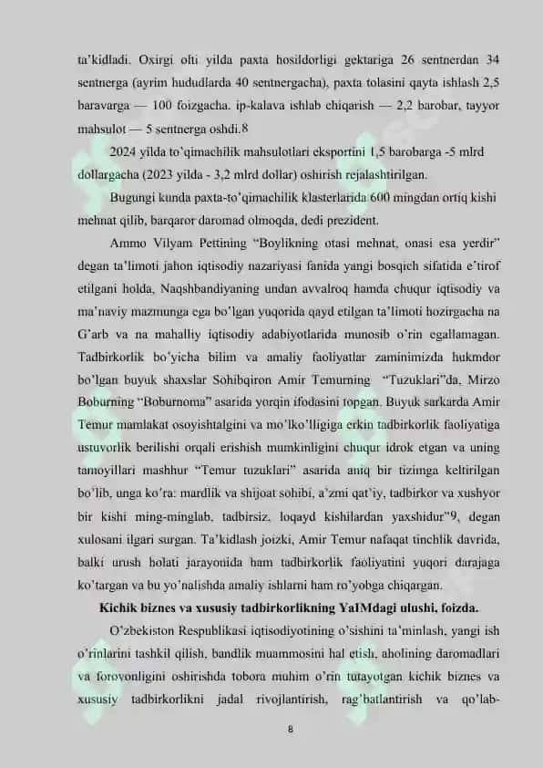 Kichik biznes va xususiy tadbirkorlik 8