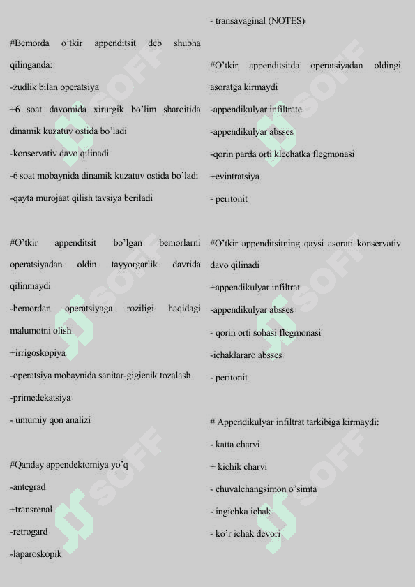 Xirurgiya yakuniy test yangi Baza 7