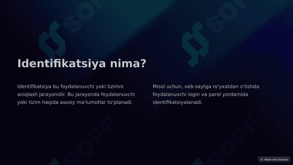 Identifikasiya va autentifikasiya vositalari. 3