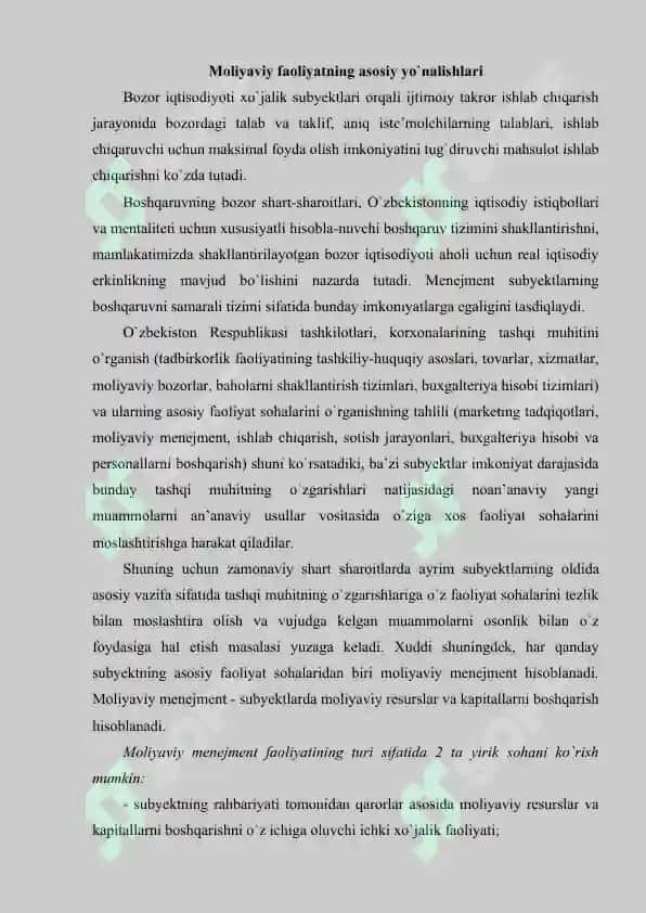 Korxonalarda moliyaviy menejmentni tashkil etish mexanizmi 2