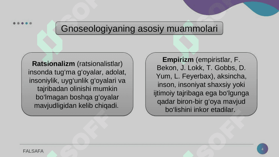 Bilish falsafasi ( gnoseologiya) 4