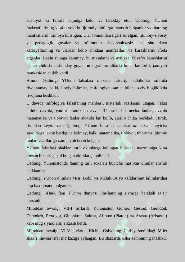 QADIMGI YUNONISTON VA RIM FALSAFASIY MAKTABLARI TA’LIMOTI 6