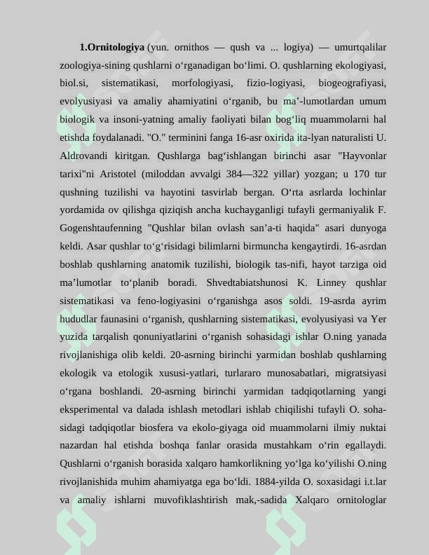 O'RTA OSIYO ORNITOFAUNASI TURLI TUMANLIGI 2