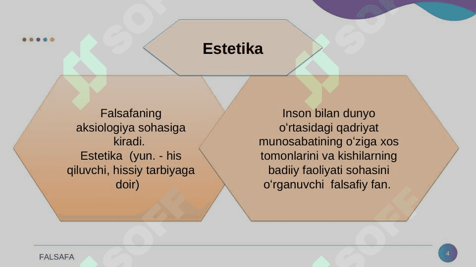 Nafosat falsafasi. Estetika 4