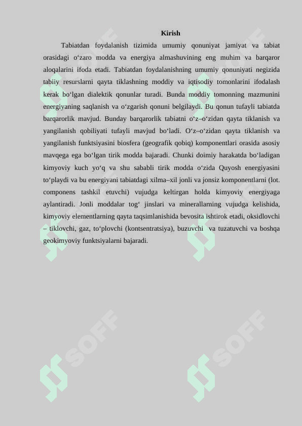 TABIATDAN  UNUMLI FOYDALANISH 2