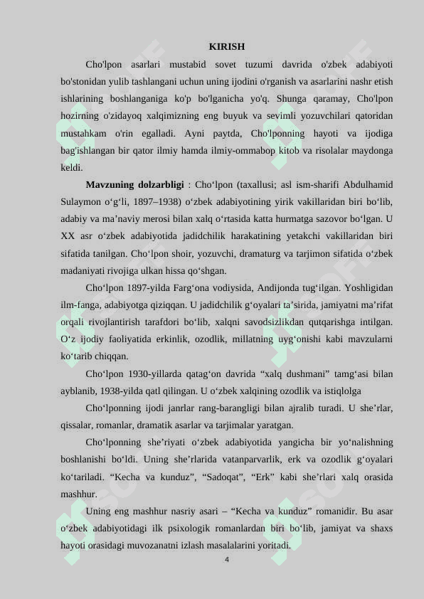Cho’lponning “Kecha va Kunduz” asarini obrazlar tizimi orqali o’rganish 4