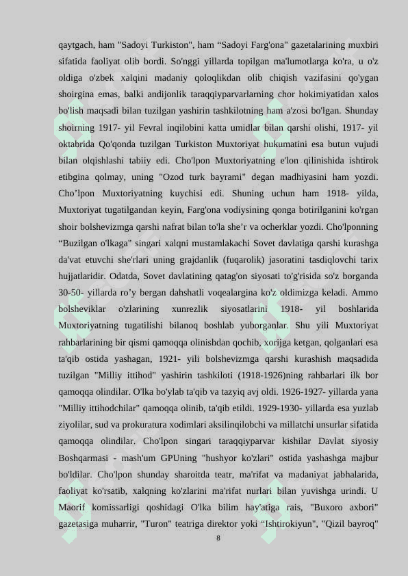 Cho’lponning “Kecha va Kunduz” asarini obrazlar tizimi orqali o’rganish 8