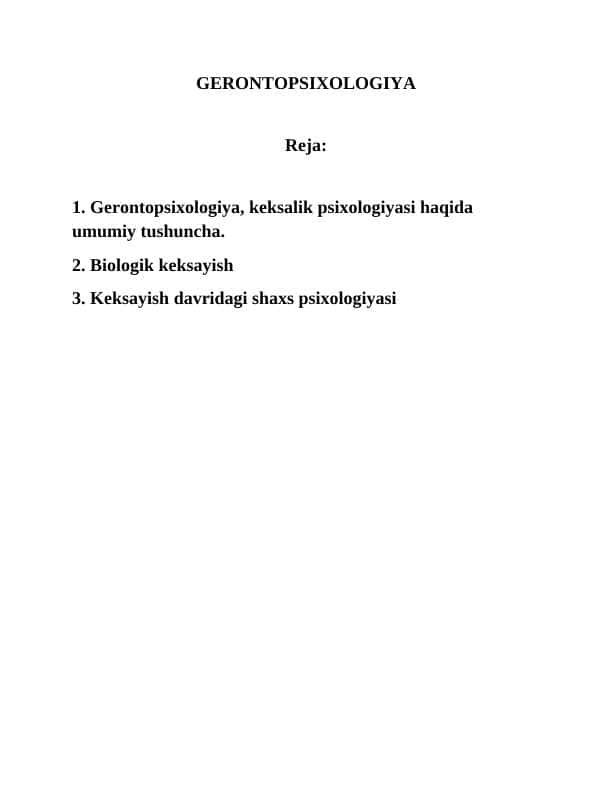 GERONTOPSIXOLOGIYA