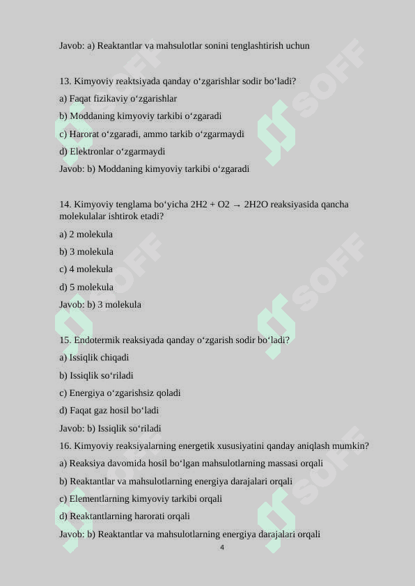 11-sinf kimyo fanidan 200 ta variantli test savollarini va javoblari 4
