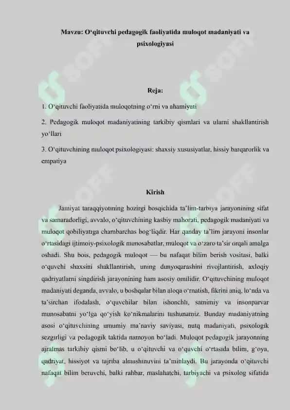 O‘qituvchi pedagogik faoliyatida muloqot madaniyati va psixologiyasi 2