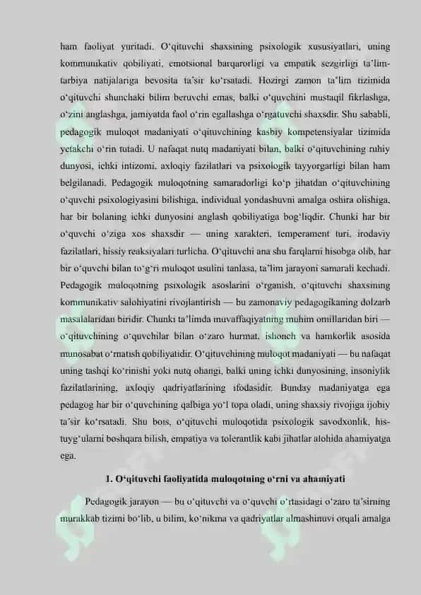 O‘qituvchi pedagogik faoliyatida muloqot madaniyati va psixologiyasi 3