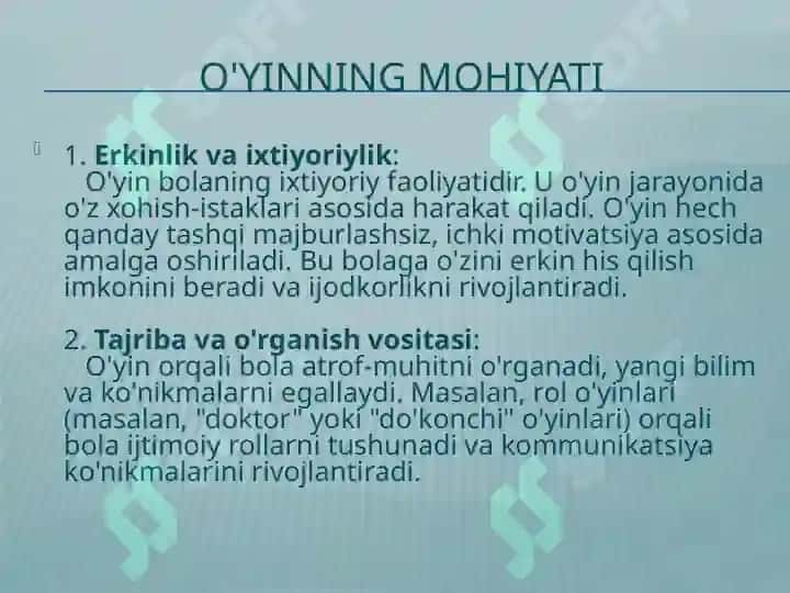 O’yinning bola faoliyati sifatidagi mohiyati va o’ziga xosligi 4