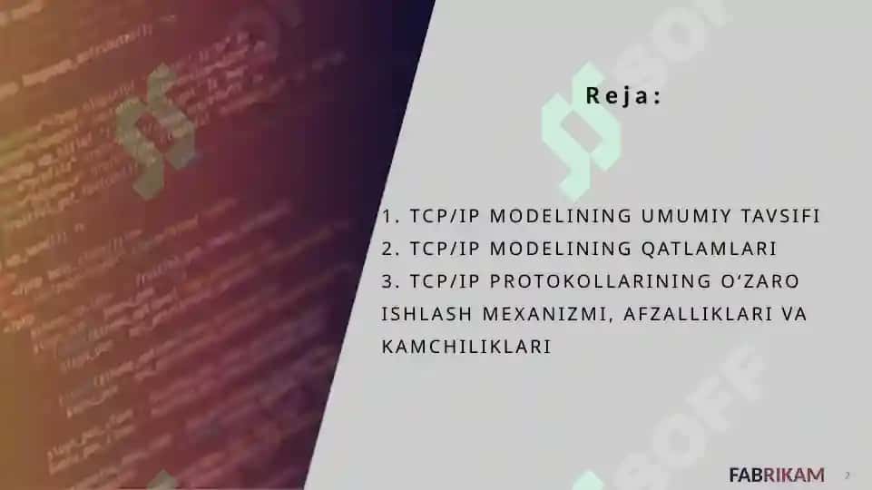 TCP/IP modeli va pog'onasi 2