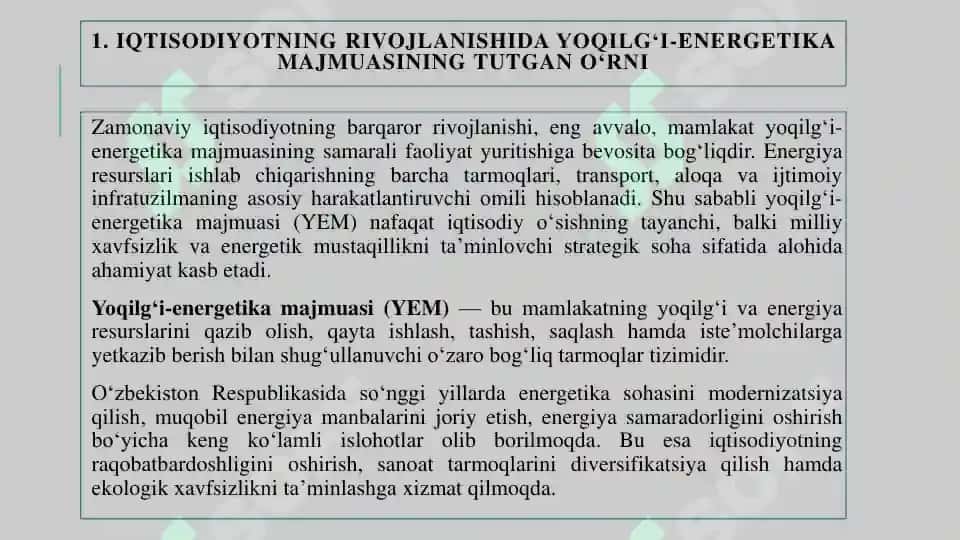 YOQILG‘I-ENERGETIKA
MAJMUASI VA UNING STRATEGIK
AHAMIYATI 3