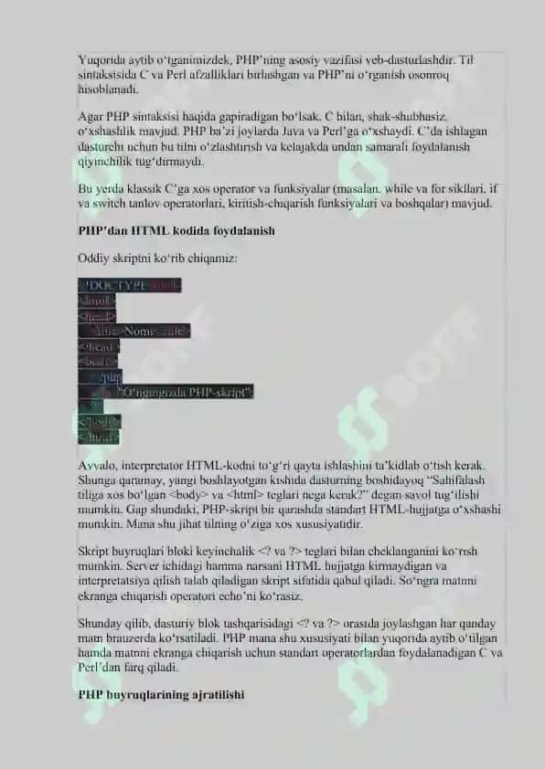 PHP ASOSLARI. MA'LUMOTLAR TURLARI 5