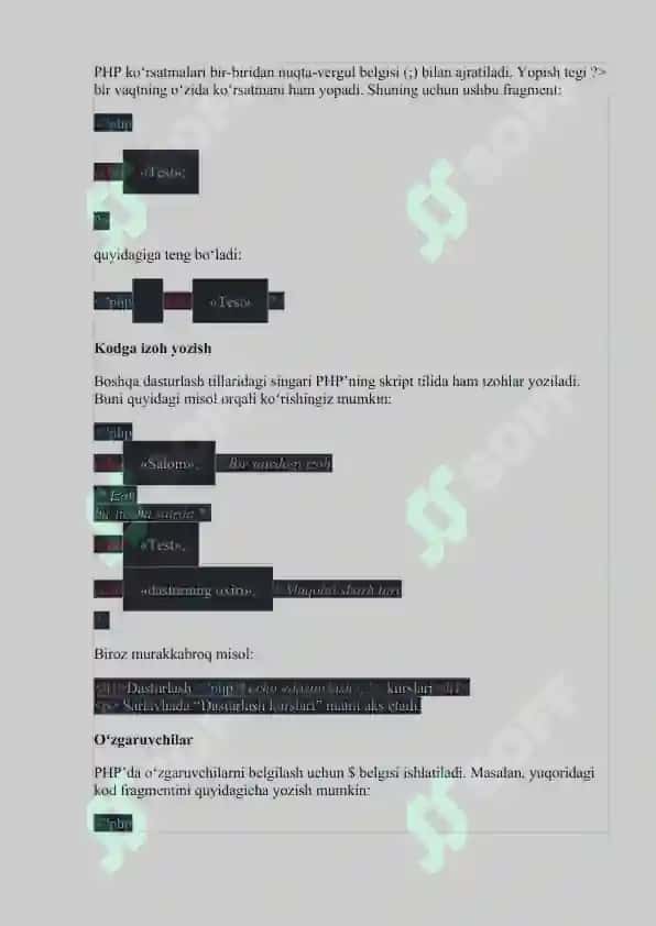 PHP ASOSLARI. MA'LUMOTLAR TURLARI 6