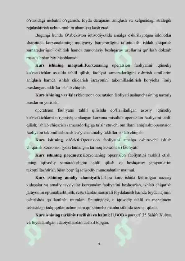 KORXONA OPERATSION FAOLIYATI TAHLILI. 2 4
