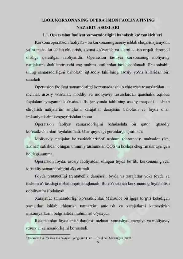 KORXONA OPERATSION FAOLIYATI TAHLILI. 2 5