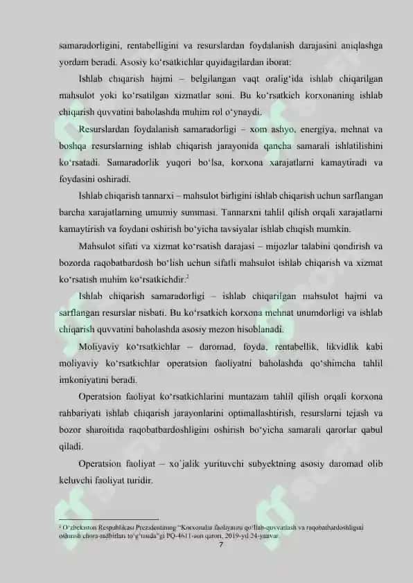 KORXONA OPERATSION FAOLIYATI TAHLILI. 2 7