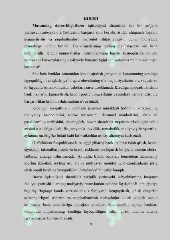 KREDITGA LAYOQATLILIK TAHLILI 3