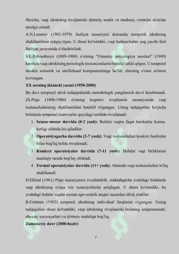 BOLALARDA VAQT TASAVVURLARINI SHAKLLANTIRISH 7