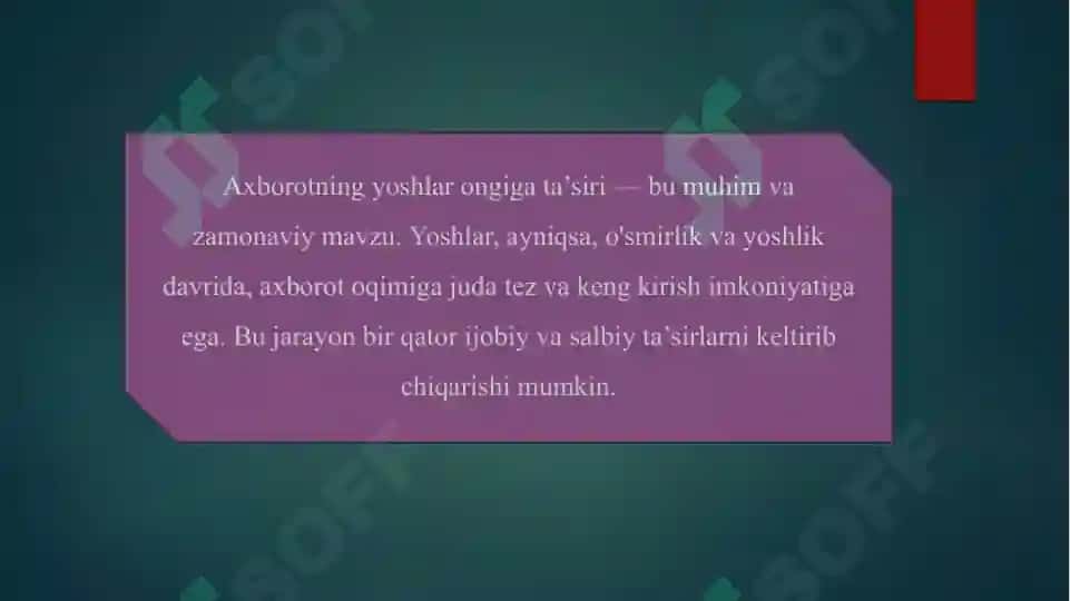 Axborot yoshlar ongini shakllantirishning muhim vositasi sifatida 4
