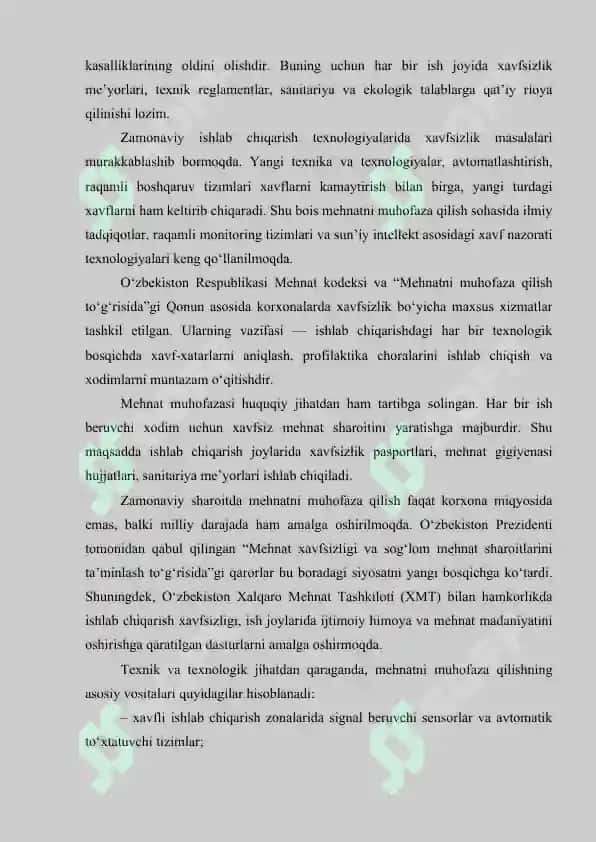 MEHNATNI MUHOFAZA QILISHNING ZAMONAVIY TEXNIKA TEXNOLOGIYALARI 3
