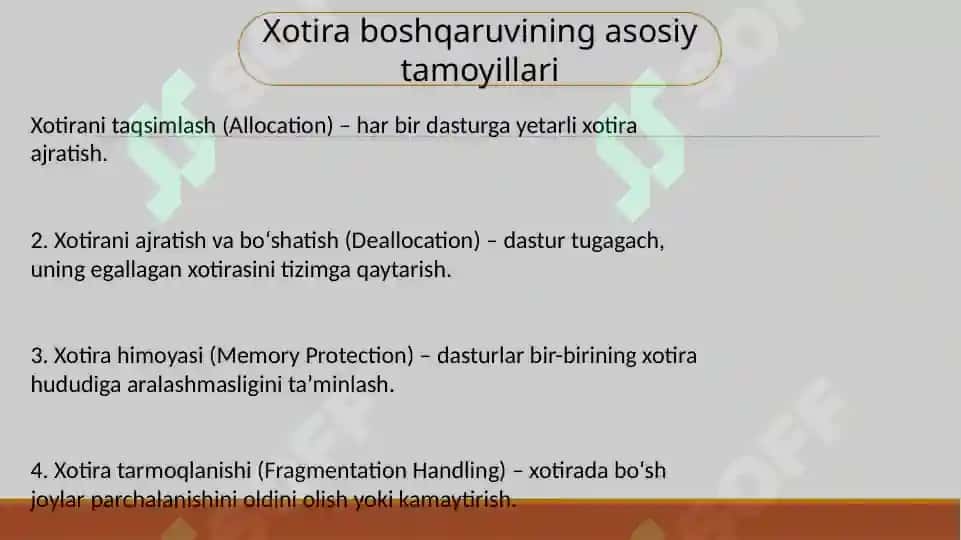 Operatsion Tizimda Xotira Boshqaruvi 2