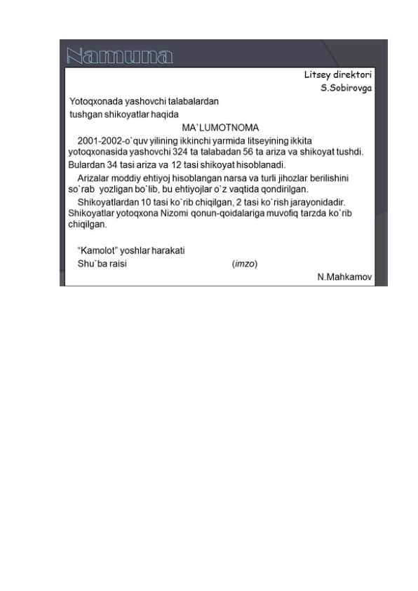 Ma'lumotnoma